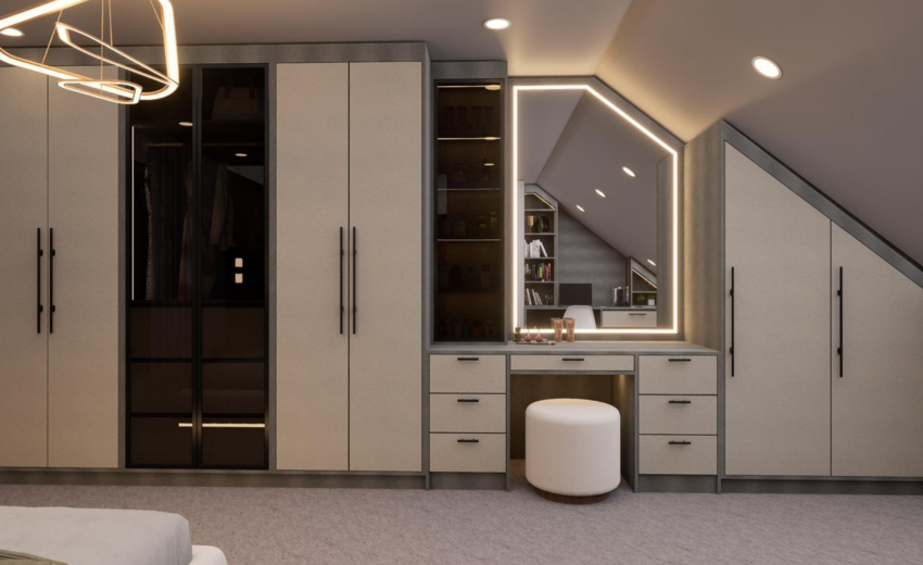 luxury fitted wardrobe with mirror doors London
