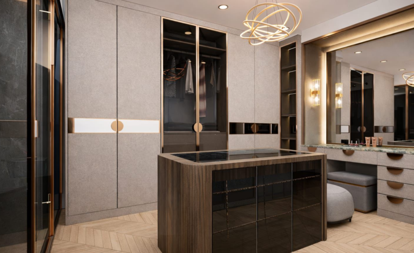 luxury fitted wardrobe with mirror doors London
