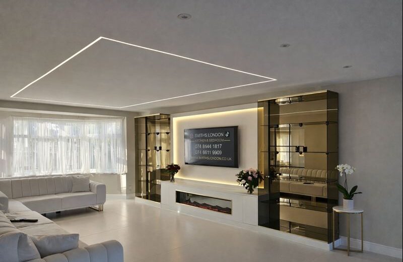 custom media wall design London living room