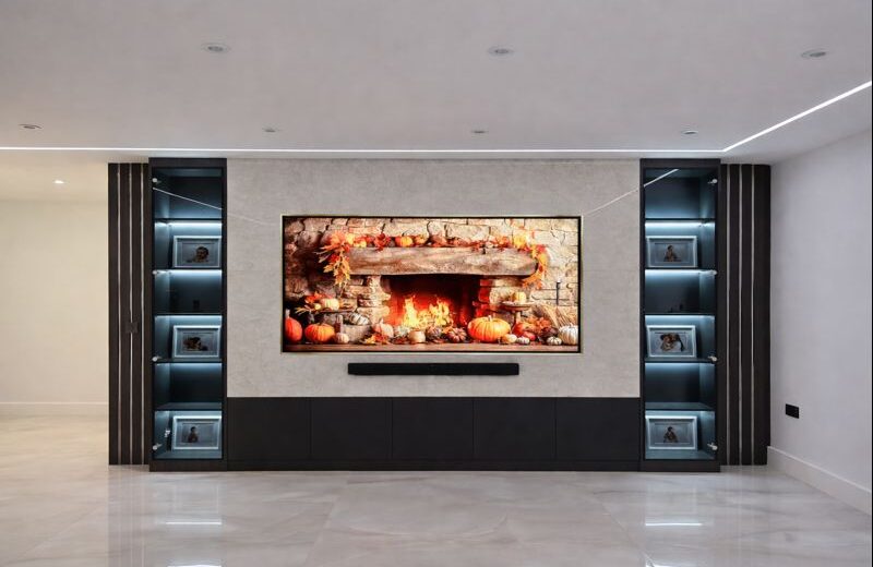 custom media wall design London living room