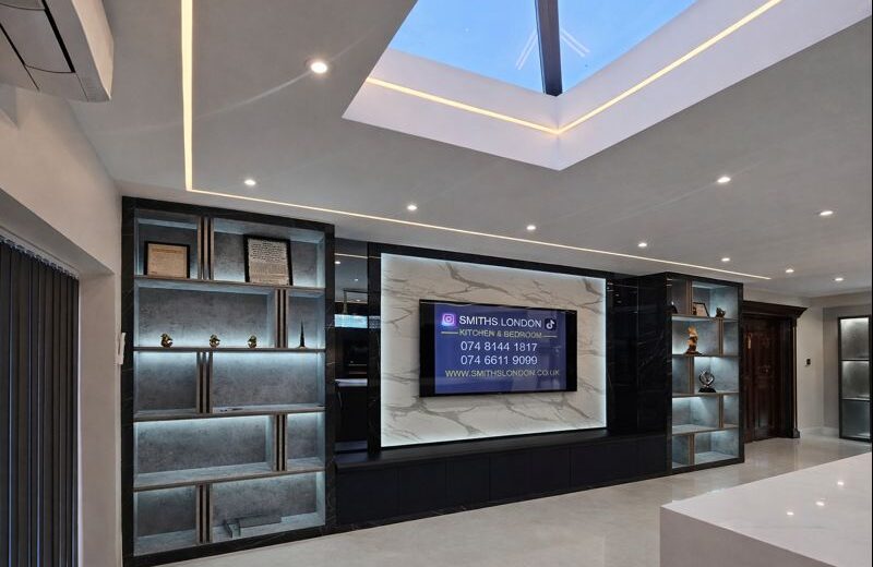 custom media wall design London living room